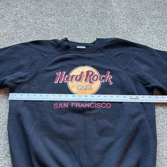 VINTAGE 80S HARD ROCK SAN FRANSISCO FADED BLACK CREWNECK SWEATSHIRT HANES XL - Picture 5 of 6